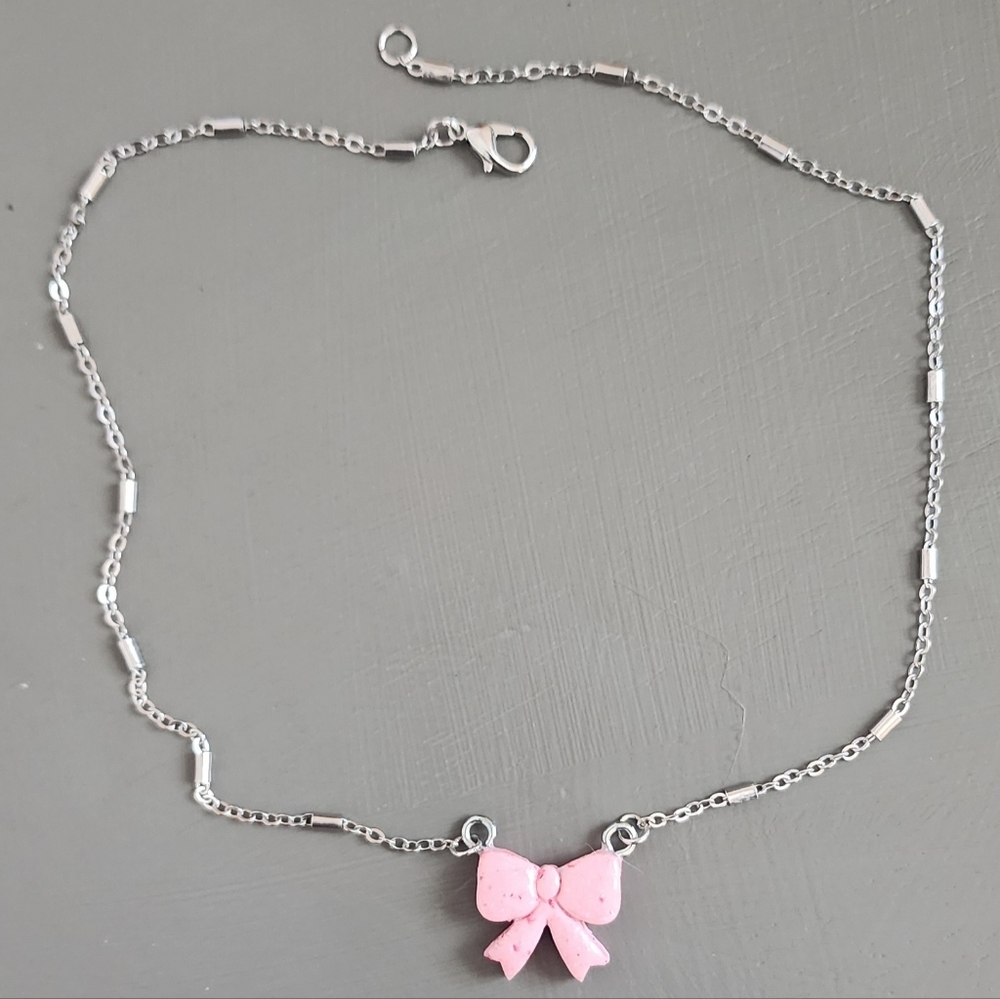 Pink Bow Necklace